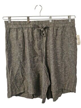 Black and White Penningtons Women's Crosshatch Linen-Blend Shorts